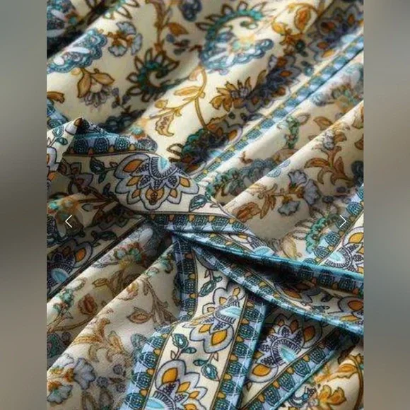 WORLD MARKET Floral Kimono with Blue and Tan Accents - Picture 5 of 17